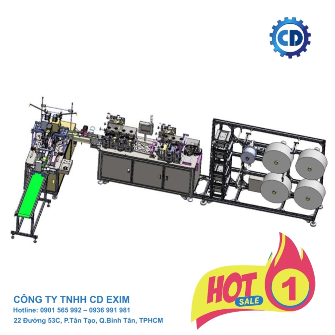 Dây chuyền sản xuất khẩu trang KF94 tốc độ cao. 