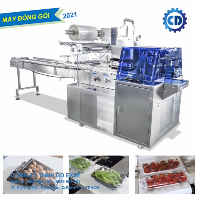 Máy đóng gói rau quả có khay đựng